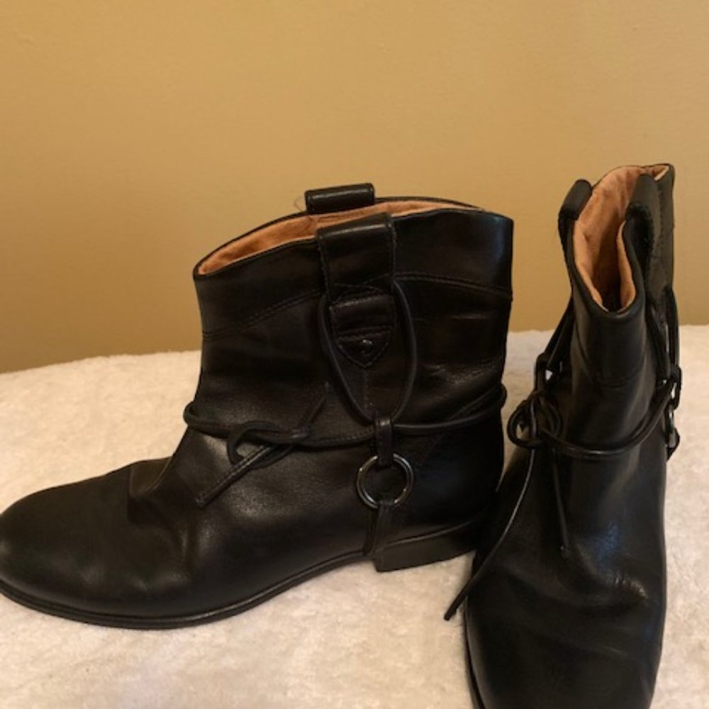 Corso Como Black Leather Booties Size 8 M Rope Ties Short Boot "Final Sale" - Picture 4 of 6